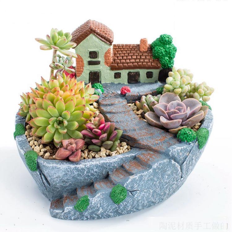 可愛い 寄せ植え 民家 お城 DIY ハウス 植木鉢 鉢 大サイズ 底穴付き ハオルチア プランター ガーデン プランター 観葉植物 鉢植え 園芸用 多肉植物 セダム エケベリア サボテン 別荘 クラッスラ ハオルチア カランコエ フラワーポット 室内