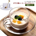 ガラス 珈琲カップ 5客 セット ティーカップ スプーン付き 165ml リム皿 皿付き ソーサー付き 北欧 会議用 小さめ コーヒーカップ コーヒーカップ マ...