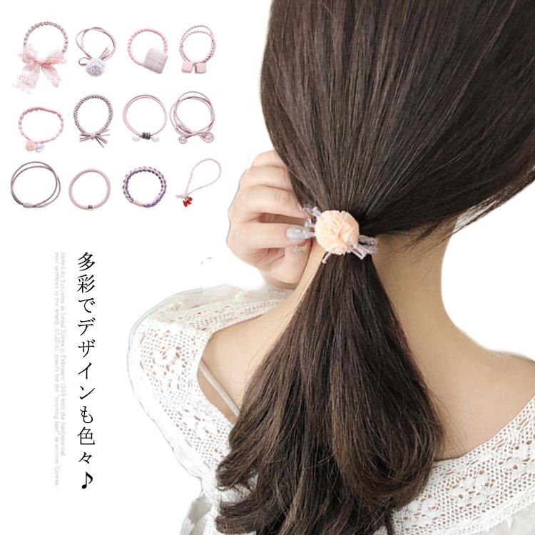 樂天商城 - ヘアゴム 送料無料 大量 ヘアゴム リボン パール 可愛い キッズ 大人 ヘアアクセサリー 髪飾り 髪 ゴム リングゴム ハンドメイド 髪止め