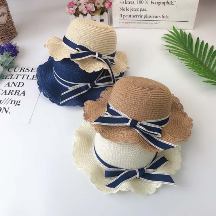 麦わら帽子 オシャレ 折りたたみ たためる キッズ 子ども 子供 女の子 新作 UV 夏 日焼け防止 帽子 ハット リボン かわいい つば広ハット 折り畳み 女優帽 小顔効果