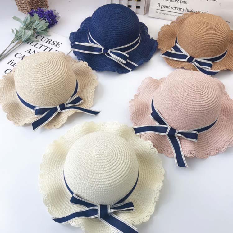 麦わら帽子 オシャレ 折りたたみ たためる キッズ 子ども 子供 女の子 新作 UV 夏 日焼け防止 帽子 ハット リボン かわいい つば広ハット 折り畳み 女優帽 小顔効果