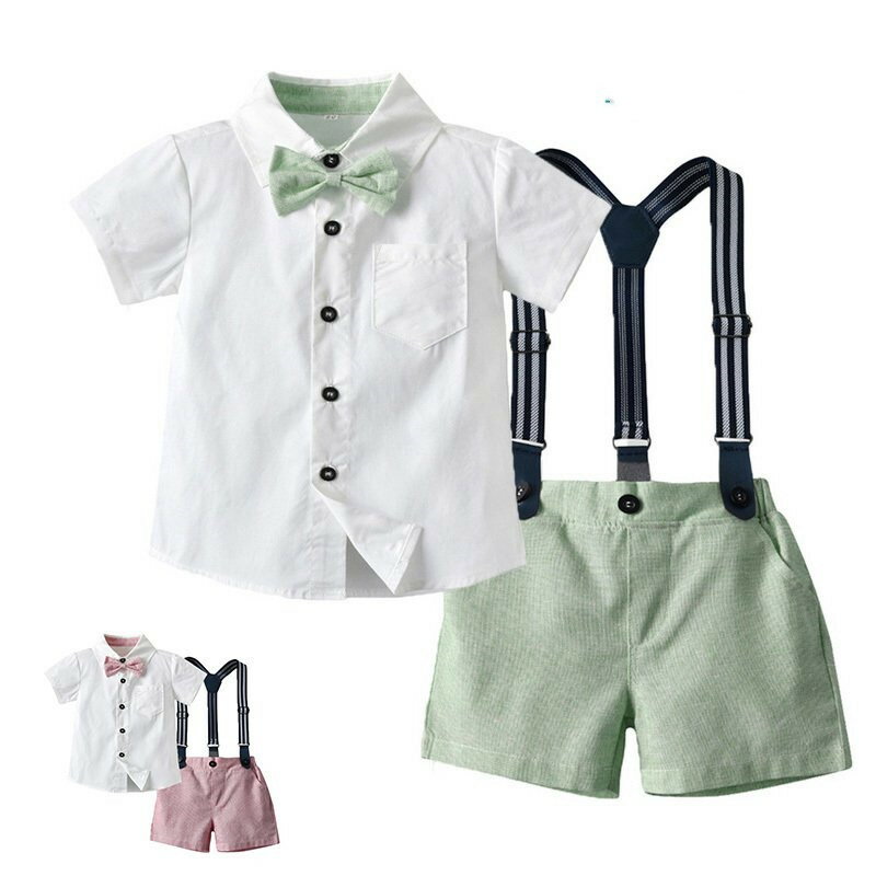 套裝 - 子供服 ベビー フォーマル 男の子 スーツ おしゃれ 紳士風 半袖 子供服 キッズ ベビー服 出産祝い 結婚式 誕生日