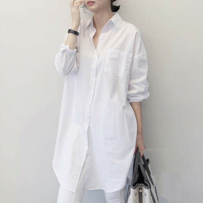 乐天商城 - ブラウス ロングシャツ長袖 シャツワンピースレディース 春夏ネコポス送料無料