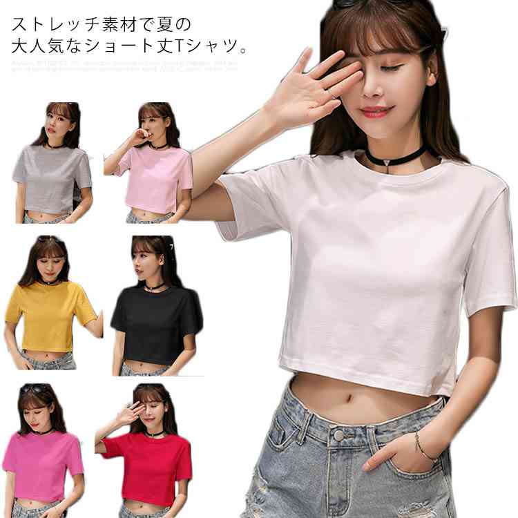 乐天商城 - Tシャツ 半袖 ラウンドネック コットン 無地 トップス レディース 夏服 カットソー シンプル 新作 お洒落 着痩せ送料無料