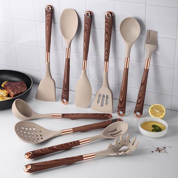 セット 11点セット キッチンツールセット 菜箸 調理器具ツール 耐熱 スプーン シリコン製 吊り下げ シリコン製 おしゃれ 北欧 収納容器付 おたま フライ返し ヘラ 木目ハンドル トング ハケ 泡立て器 セット スタンド付き キッチンツール curios-1989-10006063 CURIOS サンプル画像3