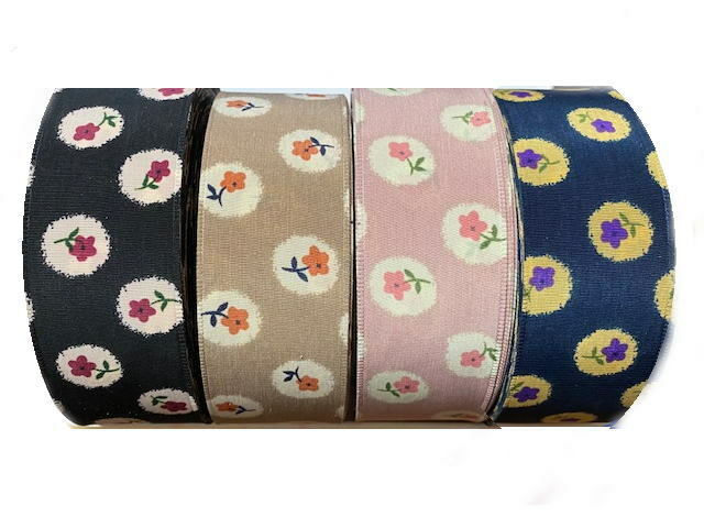 両面プリント花柄リボン 40mm幅 1メートル