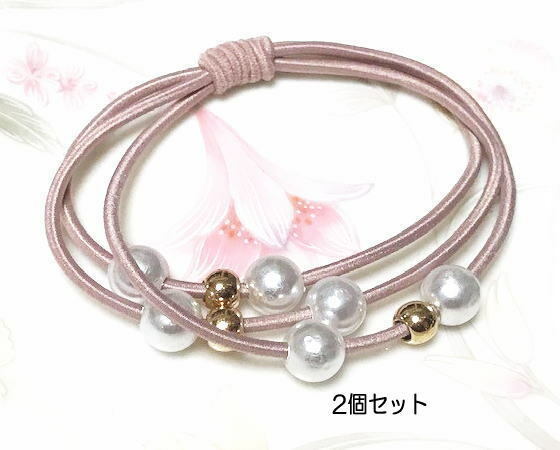 ヘアゴム パールの髪飾り　2個セット