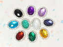 【デコパーツ】24x20mm オーバル・ラインストーン&アクリルモチーフ 1個