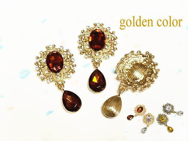 【デコパーツ】24x46mm ゴールドカラー＋アクリルストーン