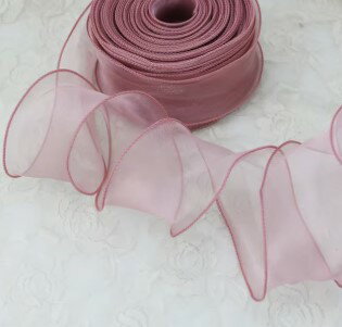 ウェーブオーガンジーリボン 35M巻 アズキ 約6cm幅 宅配便発送限定