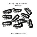 カチッと止まる ウィッグピン ワンタッチ 滑り止め付10個セット