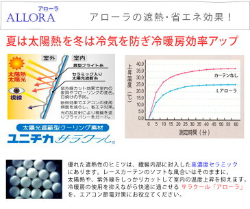 【送料無料】見えにくいレースカーテン ミラーレースカーテン 遮熱 断熱 UVカット 省エネ カーテン Allora (アローラ) 2枚組