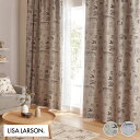 北欧カーテン リサラーソン LISA LARSON スケッチ遮光 ブラウン グレー オーダーカーテン 北欧ブランドカーテン 猫 ネコ 動物 アニマル スケッチ ポップ スウェーデン おしゃれ かわいい リサ・ラーソン 綿100% プリント