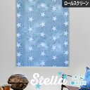 【4000円クーポン配布】ロールスクリーン ロールカーテン オーダー 遮光 ステラ ブルー 青 デニム ジーンズ かすれ カジュアル 星 かっこいい メンズ 西...