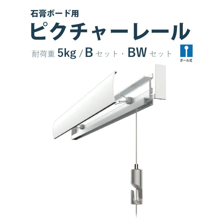 【クーポン利用で最大1000円OFF】ピクチャーレール 福井金属工芸 【RAILSUN Bセット・BWセット】 30cm 65cm 100cm 規格サイズ 耐荷重 5kg カラー 1色 ホワイト 正面付 後付け ポール式ワイヤー…