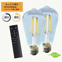 エジソン電球 ST64 調光調色 LED電球 E26口金 6W リモコン付き60W相当 電球色 昼光色 タイマー付き 常夜灯 明るさメモリ機能 広配光タイプ エ...