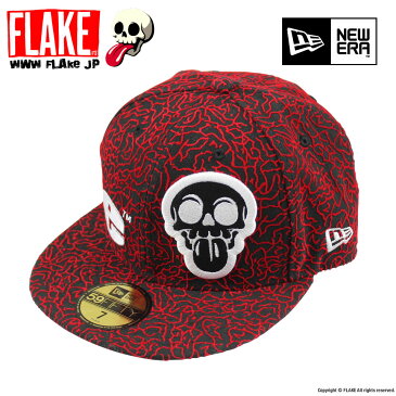 【FLAKE｜50%OFF】フレイク FLAKE × NEW ERA 59FIFTY Black Red Elephant Print キャップ 帽子 男の子 女の子 ユニセックス 子供 キッズ ダンス 子供服 0084012 黒 ブラック 赤 レッド SALE セール 半額 スカル ドクロ 刺繍 ニューエラ