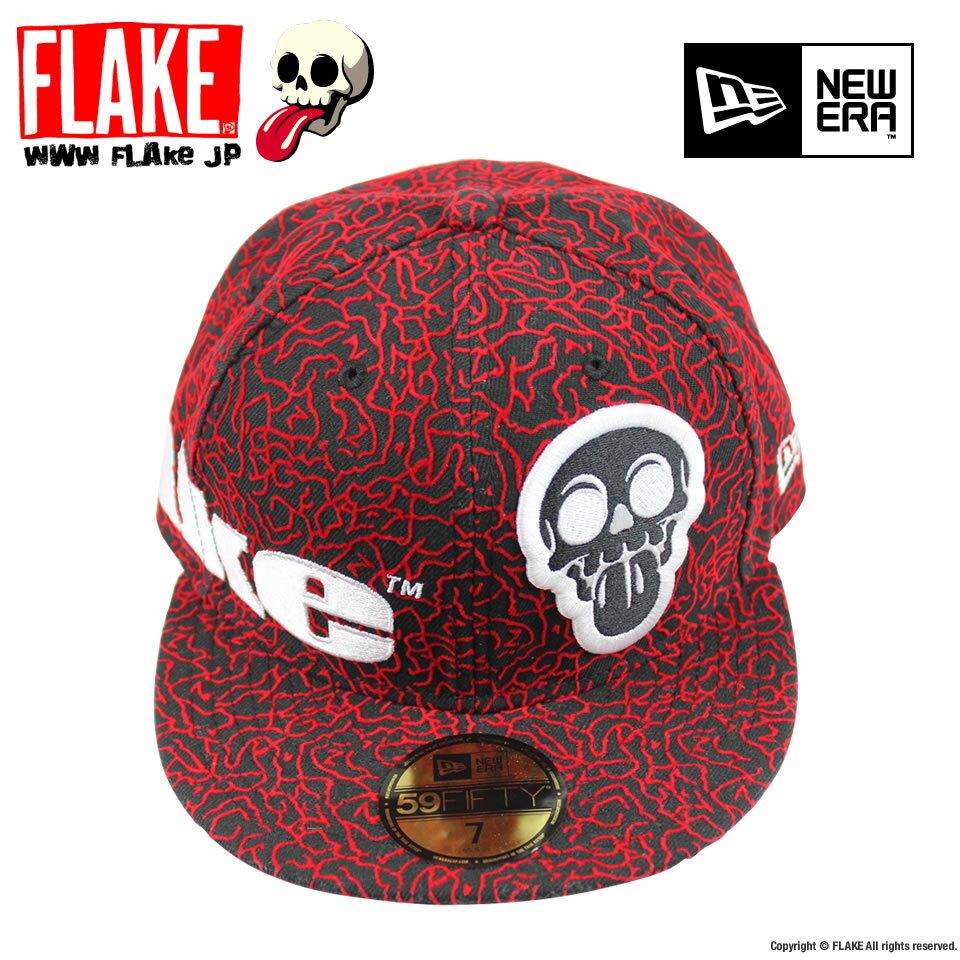 【FLAKE｜50%OFF】フレイク FLAKE × NEW ERA 59FIFTY Black Red Elephant Print キャップ 帽子 男の子 女の子 ユニセックス 子供 キッズ ダンス 子供服 0084012 黒 ブラック 赤 レッド SALE セール 半額 スカル ドクロ 刺繍 ニューエラ