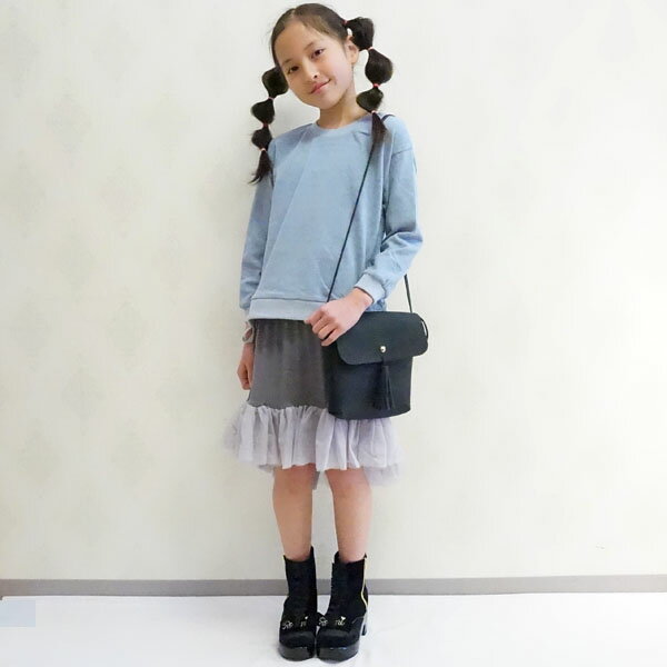 【Giggle 50%OFF SALE】ギグル 裾フリルスカート グレー ネイビー 子供服 キッズ 女の子 ボトムス 90 1..