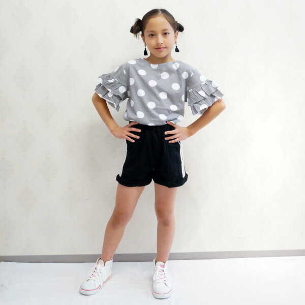 【Giggle 50%OFF SALE】ギグル サイドラインショートパンツ ブラック グレー ブルー 子供服 キッズ ユニセックス ボトムス giggle 100cm 110cm 120cm 130cm 140cm 綿100% クスクスオリジナルブランド