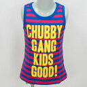 【CHUBBY GANG｜60 OFF】チャビーギャング ボーダーロゴプリントタンクトップ ノースリーブ トップス 派手色 キッズ 子供服 0342257 女の子 男の子 ユニセックス 120cm セール SALE 半額以下 日本製 綿100