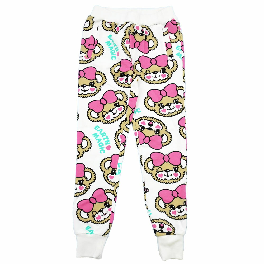 【1/1 プライスダウン】【2020秋冬セール商品 30％OFF EARTHMAGIC アースマジック】 フェイス マフィー 総柄 ジョグ パンツ 女の子 子供服 ボトムス 100cm 110cm 120cm 130cm 140cm オフホワイト イエロー【合計11,000円(税込)以上お買い上げで送料無料】