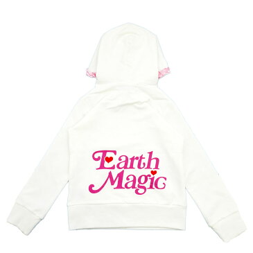 【1/1 プライスダウン】【2020秋冬セール商品 30％OFF EARTHMAGIC アースマジック】 フェイス マフィー パーカー 女の子 子供服 トップス 長袖 100cm 110cm 120cm 130cm 140cm シロ ペールピンク【合計11,000円(税込)以上お買い上げで送料無料】