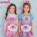 EARTHMAGIC【正規取扱店】アースマジック Cafe総柄エプロン付きジャンパースカート ピンク ラベンダー ジャンスカ マフィー 刺繍 女児 女の子 子供服 キッズ ボトムス 100cm 110cm 120cm 130cm 140cm 【50%OFF】