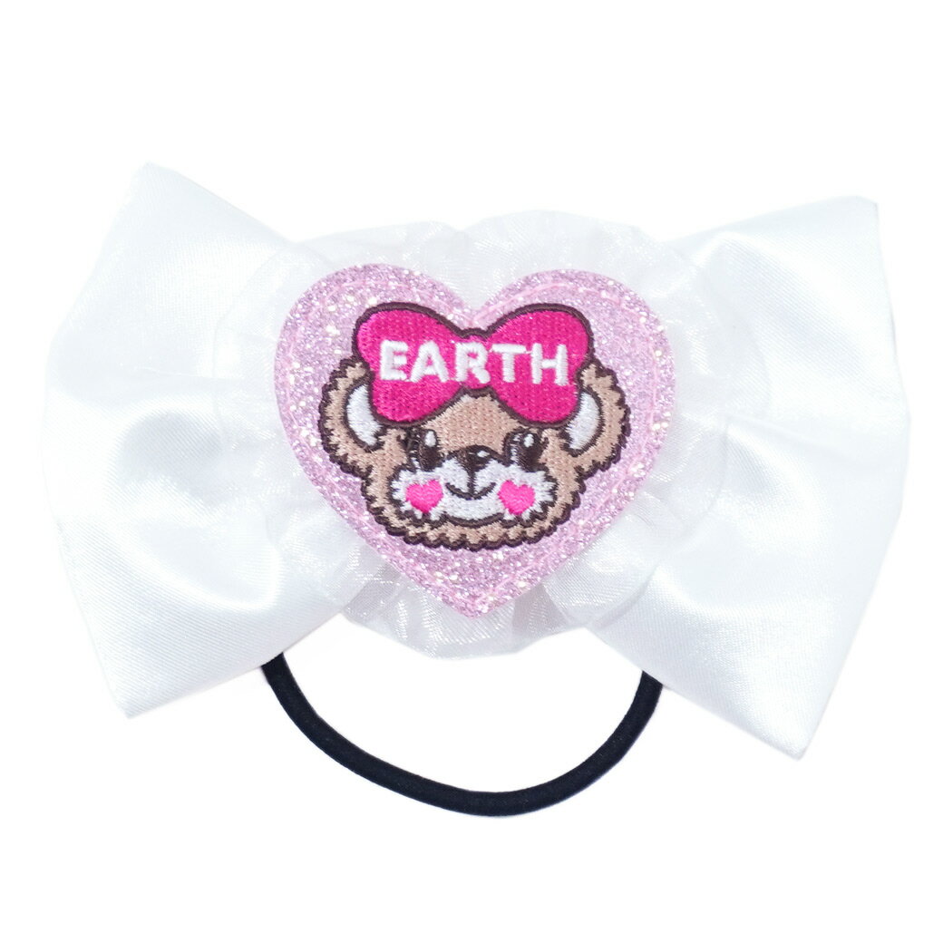Rakuten - 【50%OFF】EARTHMAGIC アースマジック マフィーワッペンリボンヘアゴム 白 ペールピンク 女児 女の子 子供服 キッズ アクセサリー ヘアアクセサリー 雑貨 半額