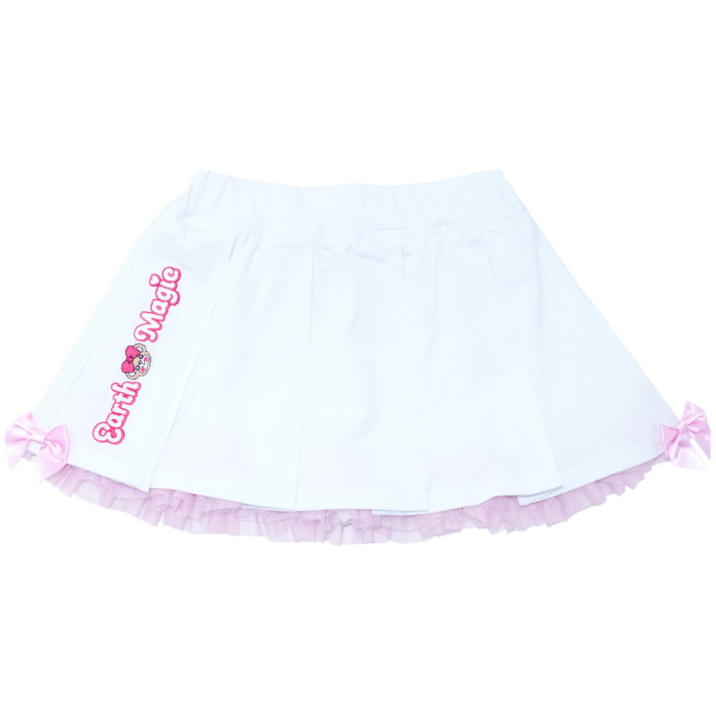 Rakuten - 【110～140cm/50%OFF】EARTHMAGIC アースマジック 刺繍入りベア天竺プリーツスカート マフィー スカパン インナーパンツ 女児 女の子 子供服 キッズ 白 マリンルック 制服 半額