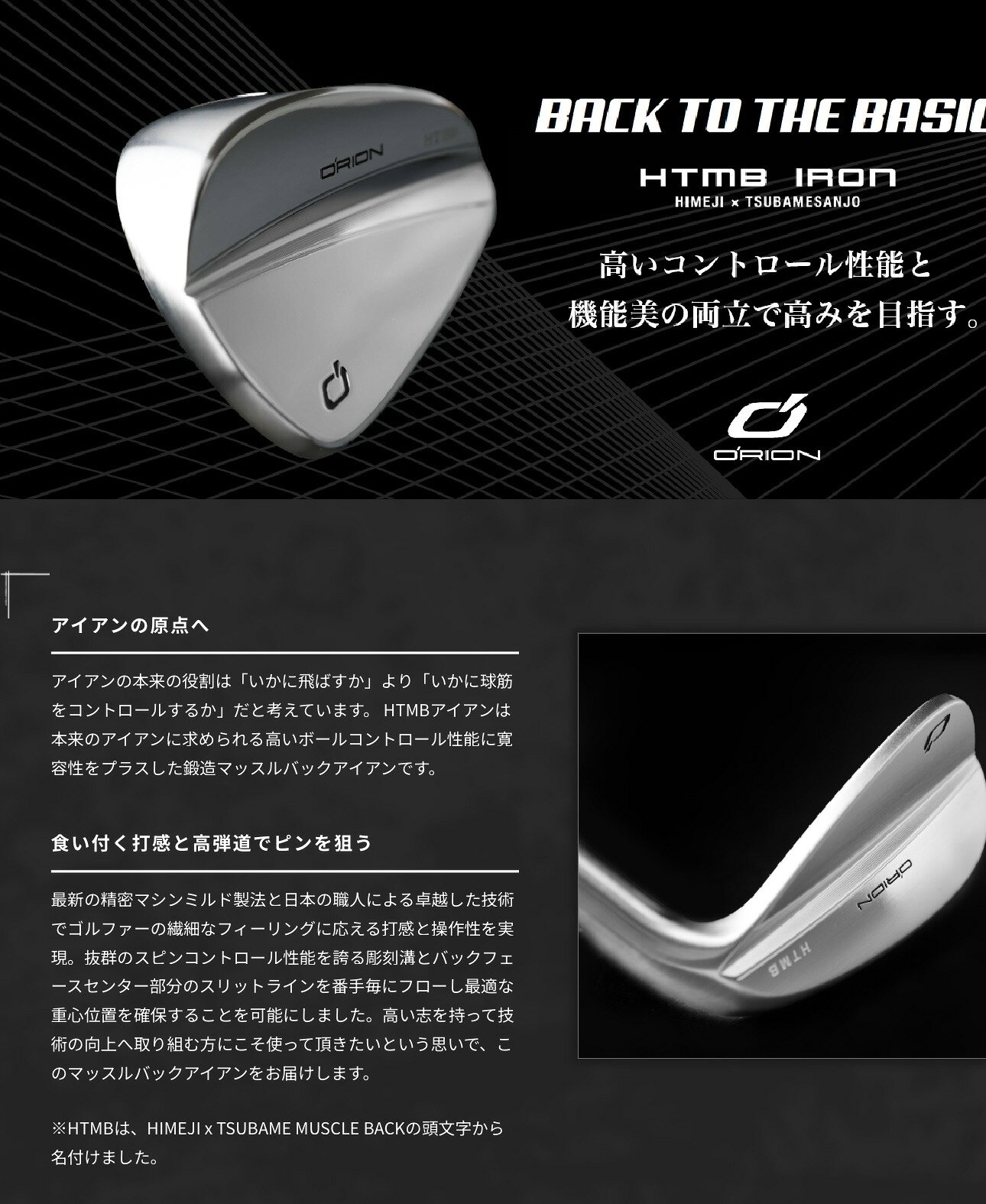 O'rion オライオン HTMB IRON ミラー仕上げ（4番アイアン単品） TRUE TEMPER スチールシャフト Group2