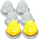 24V トラック用 LED マーカーランプ サイド マーカー 8面クリスタルカット仕様 16LED 汎用 6個 セット オレンジ
