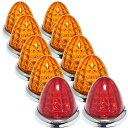 送料無料 24V トラック用 LED マーカーランプ サイド マーカー 8面クリスタルカット仕様 16LED 汎用 10個 セット オレンジレンズ / レッドレンズ