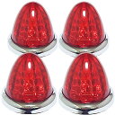 マーカーランプ 24V トラック用 LED サイド マーカー 8面クリスタルカット仕様 16LED メッキリング 汎用 4個 セット レッドレンズ