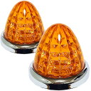 送料無料 24V トラック用 LED マーカーランプ サイド マーカー 8面クリスタルカット仕様 16LED 汎用 2個 セット オレンジレンズ