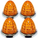 送料無料 24V トラック用 LED マーカーランプ サイド マーカー 8面クリスタルカット仕様 16LED メッキリング 汎用 4個 セット オレンジレンズ