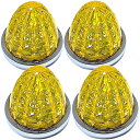 送料無料 24V トラック用 LED マーカーランプ サイド マーカー 8面クリスタルカット仕様 16LED メッキリング 汎用 4個 セット イエローレンズ