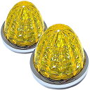 送料無料 24V トラック用 LED マーカーランプ サイド マーカー 8面クリスタルカット仕様 16LED 汎用 2個 セット イエローレンズ