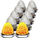 送料無料 12V 24V トラック用 LED マーカーランプ 路肩灯機能付 22LED サイド マーカー メッキリング 5面クリスタルカット仕様 汎用 オレンジ 10個セット