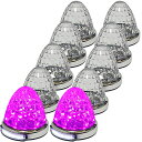 送料無料 12V 24V トラック用 LED マーカーランプ 路肩灯機能付 22LED サイド マーカー メッキリング 5面クリスタルカット仕様 汎用 ピンク 10個セット