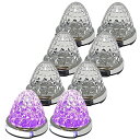 送料無料 12V 24V トラック用 LED マーカーランプ 路肩灯機能付 22LED サイド マーカー メッキリング 5面クリスタルカット仕様 パープル 汎用 8個セット