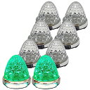 送料無料 12V 24V トラック用 LED マーカーランプ 路肩灯機能付 22LED サイド マーカー メッキリング 5面クリスタルカット仕様 グリーン 汎用 8個セット