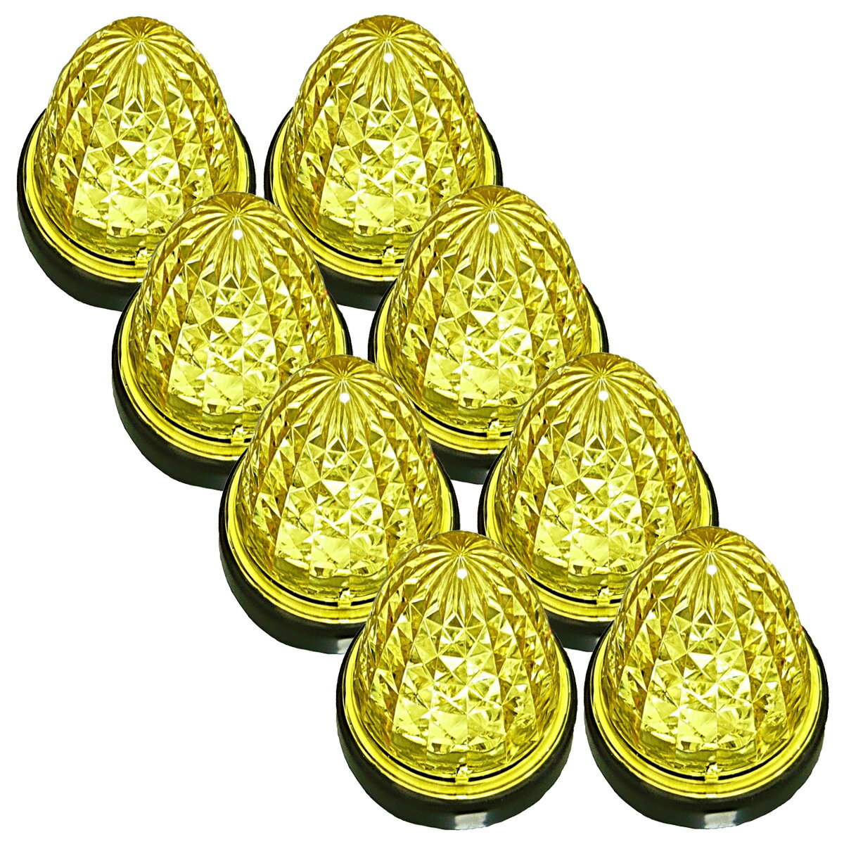 Rakuten - 送料無料 24V トラック用 LED マーカーランプ サイド マーカー クリスタルカット仕様 16LED 標識 汎用 イエローレンズ 8個セット
