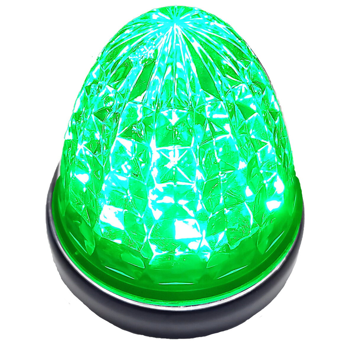 Cu 24V トラック用 LED マーカーランプ サイドマーカー 標識 クリスタルカット仕様 16LED IP67等級 シーリングタイプ防水 4個セット クリアレンズ グリーン