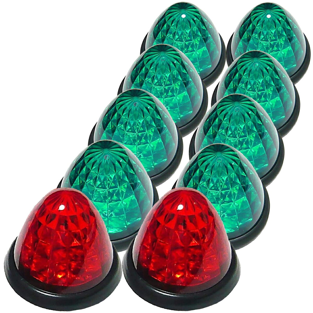 Rakuten - 送料無料 トラック用 マーカーランプ サイド マーカー 16LED 24V用 標識 ランプ 汎用 10個 セット グリーンレンズ / レッドレンズ