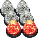 送料無料 トラック用 マーカーランプ LED サイド マーカー 標識 16LED 24V 用 クリアレンズ レッド 6個セット