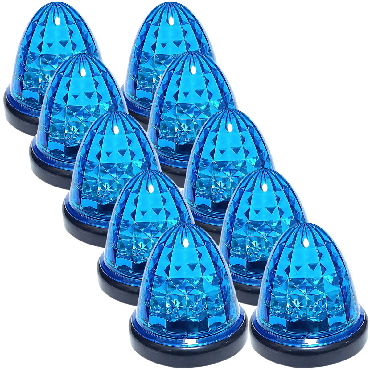 送料無料 24V トラック用 LED マーカーランプ サイド マーカー クリスタルカット仕様 16LED 標識 汎用 ブルーレンズ 10個セット