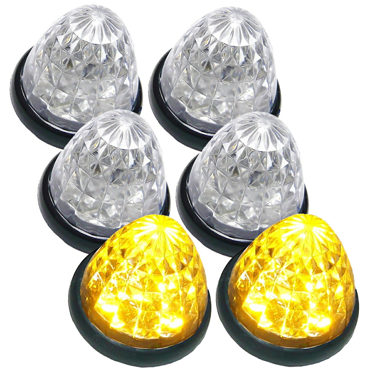 送料無料 トラック用 マーカーランプ LED サイド マーカー 標識 16LED 24V 用 クリアレンズ オレンジ 6個セット