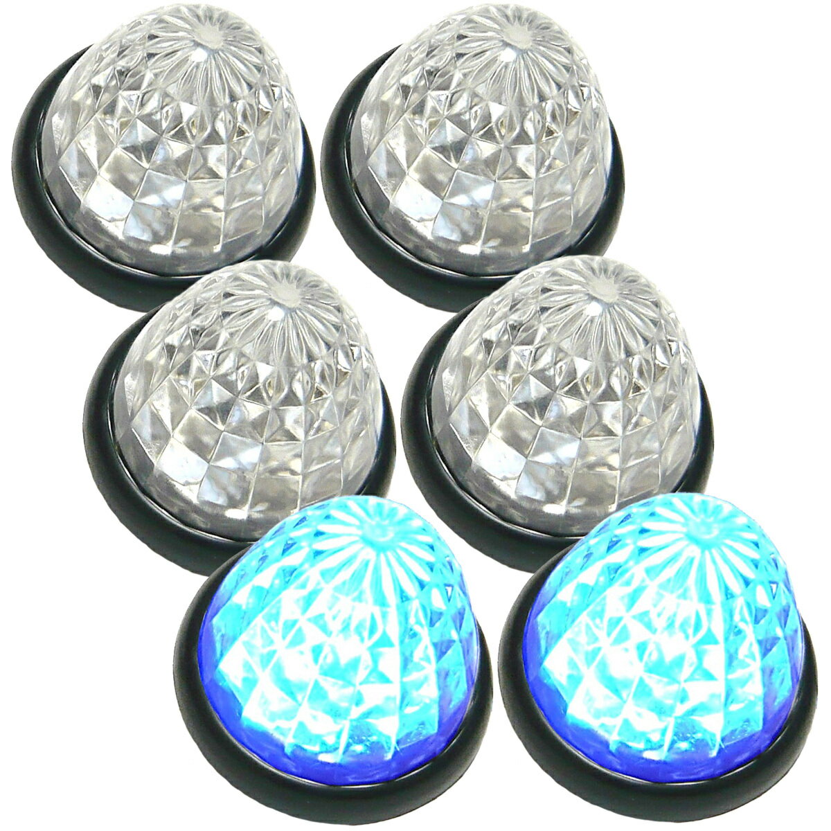 Rakuten - 送料無料 トラック用 マーカーランプ LED サイド マーカー 16LED 24V 用 標識 クリアレンズ ブルー 6個セット