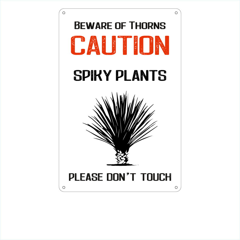 ガーデンサインプレート ドライガーデン 54cm＊36cmCAUTION 縦 白 ユッカ